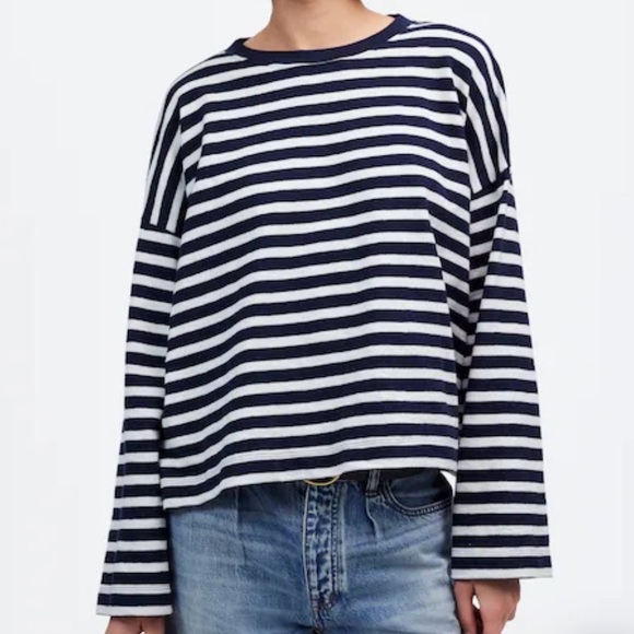 Madewell Striped Long Sleeve Crew Neck Pullover Sweater Top Small - Picture 2 of 13